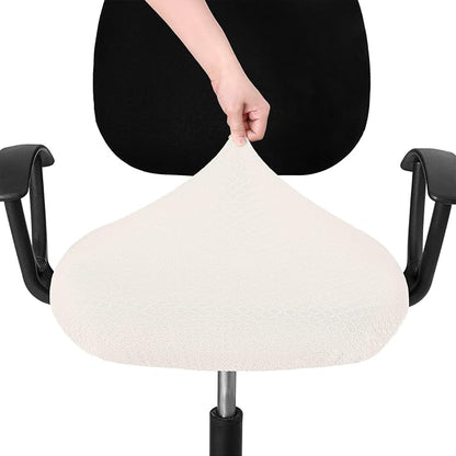 Smiry Office Computer Chair Seat Covers for Desk, Anti-dust Protector | Stretch Jacquard Removable Washable Desk Chair Seat Cushion Protectors, Ivory