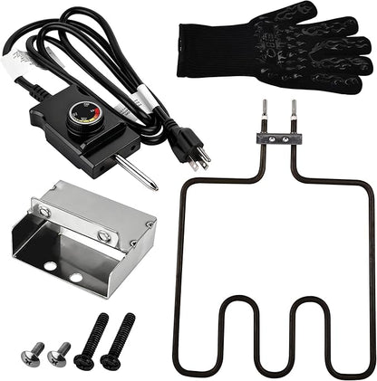 1500 Watt Heating Element 50°F To 450°F For Masterbuilt Electric Smoker and Grill,With Adjustable Thermostat Cord Controller and Stainless steel connection box By Romalon