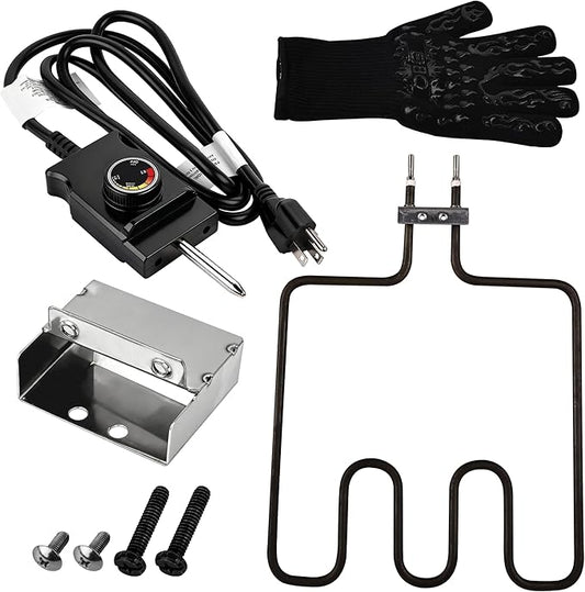 1500 Watt Heating Element 50°F To 450°F For Masterbuilt Electric Smoker and Grill,With Adjustable Thermostat Cord Controller and Stainless steel connection box By Romalon