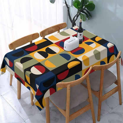Retro Mid Century Modern Tablecloth Rectangle Vintage Table Cloth | for Parties Kitchen Dining Rooms Holiday Wedding Indoor Outdoor Birthday Table Decorations 54"x72"