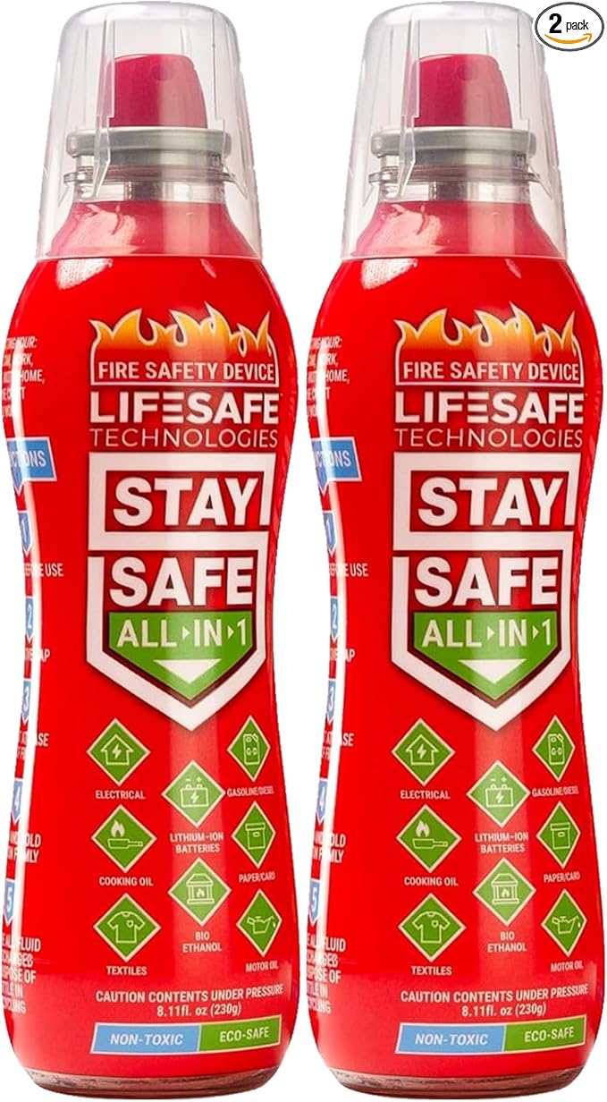 StaySafe All-in-1 Portable Fire Extinguishing Spray By LifeSafe Technologies | Compact Fire Extinguisher For 10 Types of Fires | Non-Toxic, Non-Hazardous & Eco-Friendly