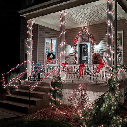 HOME LIGHTING 66ft Valentines Decorative Mini Lights, 200 LED Green Wire Fairy String Lights Plug in, 8 Lighting Mode, for Indoor Outdoor Christmas Tree Wedding Party Garden Decor (Red & White)