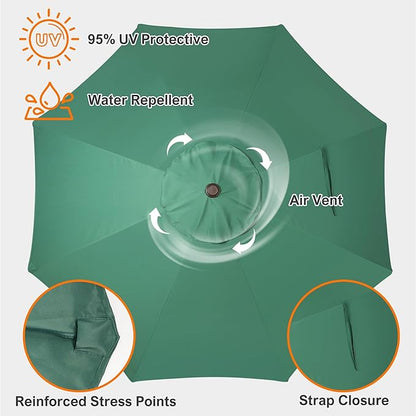 Blissun 9ft Patio Umbrella Replacement Canopy, Market Umbrella Top, Outdoor Table Umbrella Canopy for 8 Ribs, Canopy Only