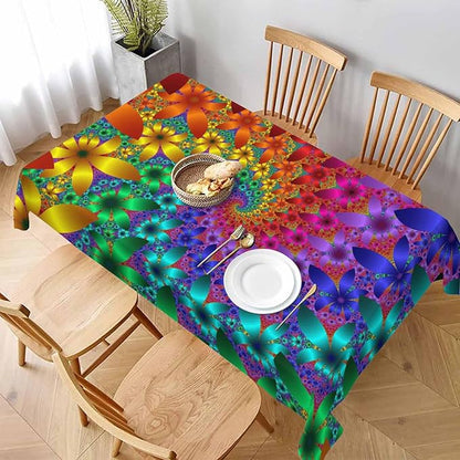 TKS MITLAN Tablecloth Tie Dye Table Cloth Rectangle Table 60 x 84 Inch Rainbow Spirals Flower Petals Kitchen Decorations for Home Dinner Party