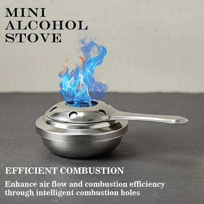 Stainless Steel Fondue Burner 3.5" Wide Portable Safety Cover，with Fondue Pot Fuel Compatibility， for Camping Catering Emergency Outdoor Cooking