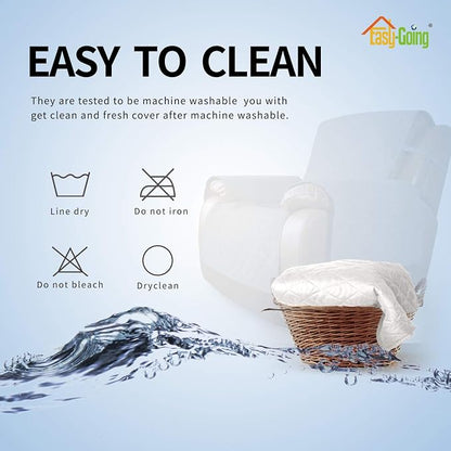 Easy-Going Reversible Couch Cover, Oversized Recliner, White/White | Machine Washable Slipcover For Dogs, Water Resistant Furniture Mat For Living Room, Non-Slip Sofa Cover, Pet Friendly