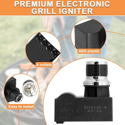 4 Outlet Grill Igniter Kit for Blackstone Grill Igniter Blackstone Starter Replacement 36 Inch Griddle Accessories, Ignitor & Ignition Wires Kit for Black Stone Igniter Replacement,AA Battery Required