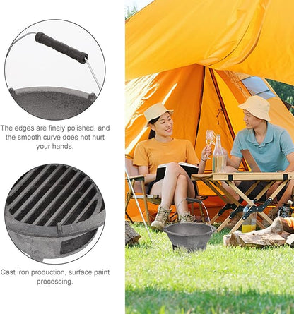 DOITOOL Cast Iron Outdoor Barbecue Stove Portable Charcoal Cooking Stove Compact 8.3X8.3X4.3 Inch Camping Bbq Tool for Picnics and Backyard Grilling