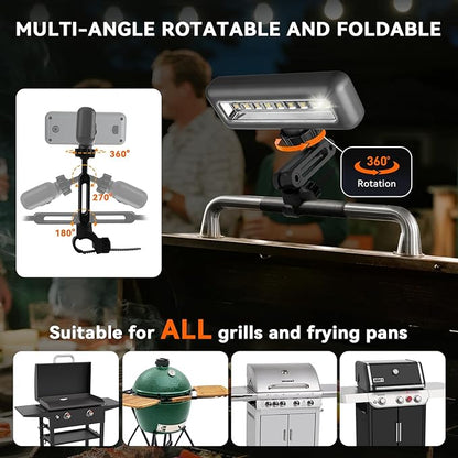 AuntyFey 360°Adjustable Grill Lights for Outdoor Grill Designed for Blackstone Weber Griddle, BBQ Grill Light at Night with 360° Adjustable, LED Grill Lights for Outdoor