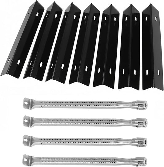 7-Pack Porcelain Steel Heat Plate and Stainless Steel Burner Kit for Napoleon Rogue Series and Prestige 500 Propane Grills, Grill Replacement Part for Napoleon P500RSIBPSS-3 and P500RSIBPK-3 Gas Grill