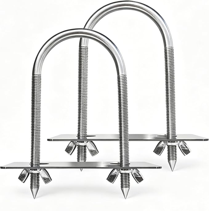 Rotisserie Fork U-Bolt 304 Stainless Steel 2pcs for Rotisserie Grill, 5.5 Inches Long Meat Trussing Accessories, 2.7 Inch Wide Spit Rod Capacity Rotisserie Parts for Whole BBQ Pig, Hog