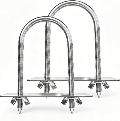 Rotisserie Fork U-Bolt 304 Stainless Steel 2pcs for Rotisserie Grill, 5.5 Inches Long Meat Trussing Accessories, 2.7 Inch Wide Spit Rod Capacity Rotisserie Parts for Whole BBQ Pig, Hog