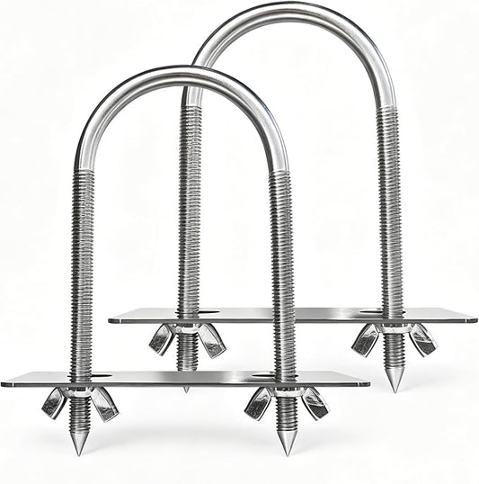 Rotisserie Fork U-Bolt 304 Stainless Steel 2pcs for Rotisserie Grill, 5.5 Inches Long Meat Trussing Accessories, 2.7 Inch Wide Spit Rod Capacity Rotisserie Parts for Whole BBQ Pig, Hog
