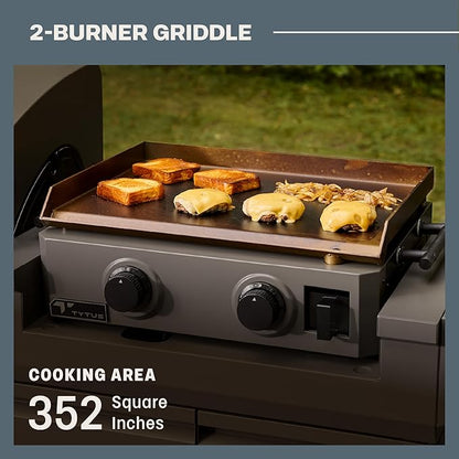 Tytus Anaheim 4-Burner Gas Grill with Prep Cart and Gas Griddle + Cover - Modular Outdoor Kitchen, Quick Assembly, Outdoor Cooking, Kitchen Island for BBQ