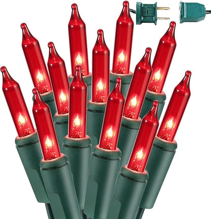 BrizLabs Red Incandescent Christmas Indoor String Lights 300 Count 69.6ft | Connectable; UL Certified; Outdoor Mini Lights Set Xmas Light String for Indoor Outside Holiday Tree Valentine's Day Party