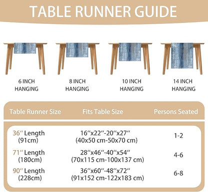 Blue Grey Long Table Runners Modern Art Farmhouse Linen Table Runners Dresser Scarves Retro Rustic Style for Party Kitchen Dining Table Coffee Holiday Party Decor (13"x108")