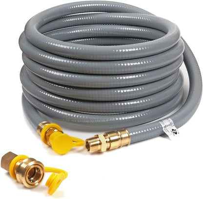 24FT 3/4" Natural Gas Hose, 3/4 Inch Natural Gas Conversion Kit | Gas Grill Hose with Quick Connect Fitting,Grill Connectors & Hoses for Patio Heater,Griddle, Outdoor NG/LP Propane Appliance