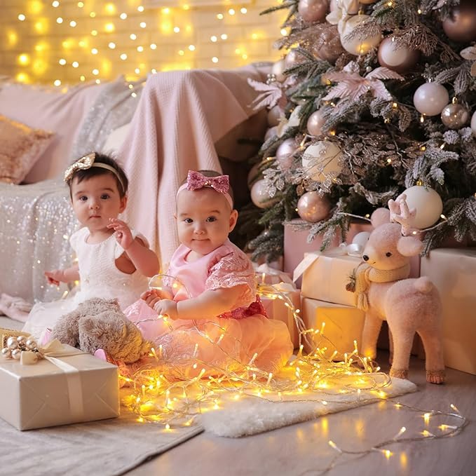 100FT 300 LED Christmas Lights Outdoor, Plug in String Lights Indoor Waterproof, Connectable 8 Modes Fairy Twinkle Lights for Outside Bedroom Classroom Wedding Backyard Decorations, Warm White