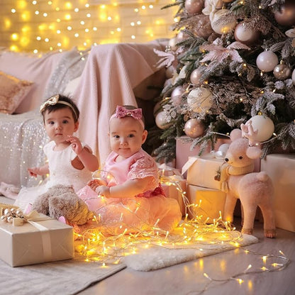 100FT 300 LED Christmas Lights Outdoor, Plug in String Lights Indoor Waterproof, Connectable 8 Modes Fairy Twinkle Lights for Outside Bedroom Classroom Wedding Backyard Decorations, Warm White