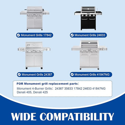 SafBbcue Replacement Parts for Monument Grill 35633 41847NG 24367 24633 17842 4-Burner Gas Grill, Cast Iron Cooking Grids & Reversible Griddle for Monument Grills 97888 96333 Accessories