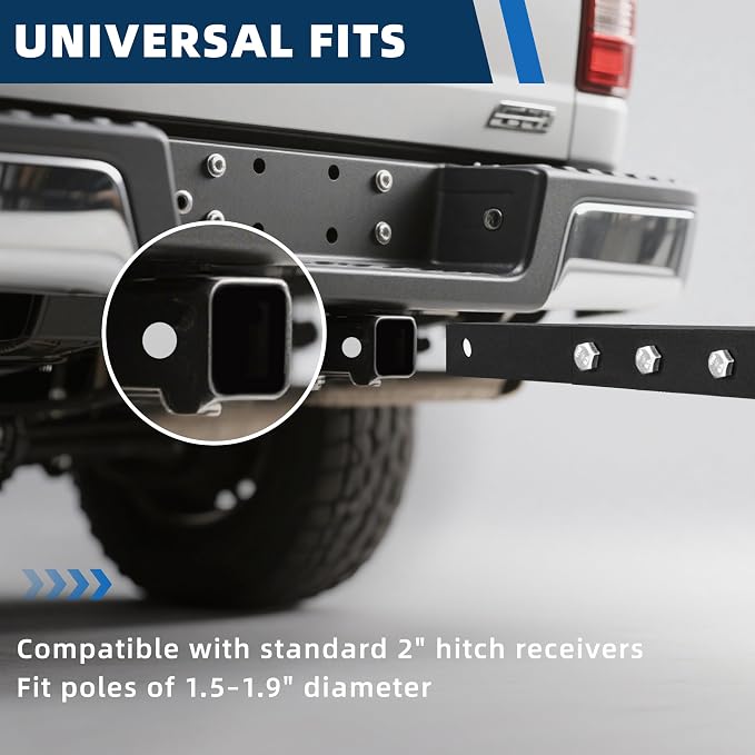 EliteShade USA Trailer Hitch Patio Umbrella Holder for 2 Inch Receiver, Heavy Duty Truck Hitch Umbrella Stand Mount for SUV, RV, Tailgate Parasol Holder for Camping, Sports, Fits 1.5"-1.9" Poles