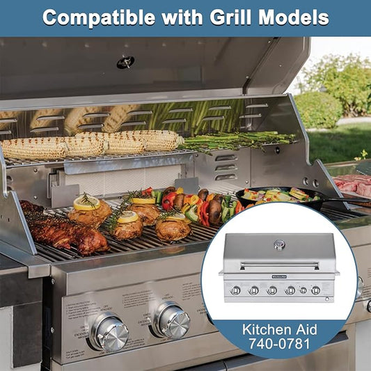 Grill Replacement Parts for Kitchenaid 740-0781, Heat Plates Grill Burners Igniters Grill Grates for Kitchenaid 740-0781 4-Burner Grill