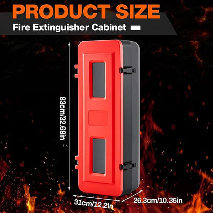 DoubleFill 2 Pcs 10 lb 20lb Fire Extinguisher Cabinet Box with Internal Rope Fastening and External Latch Sturdy Plastic Holder Case Vandal-Resistant Weatherproof Protect Outdoor (33 x 12 x 10 in)