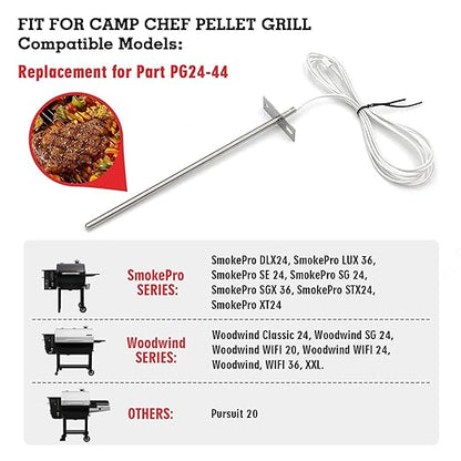 Temperature Probe Sensor RTD Replacement Parts for Camp Chef Wood Pellet Smoker Grills, Replace for Part PG24-44