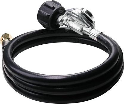 DOZYANT 5 Feet Universal QCC1 Low Pressure Propane Regulator Grill Replacement with 5 FT Hose for Most LP Gas Grill, Heater and Fire Pit Table, 3/8 inch Female Flare Nut