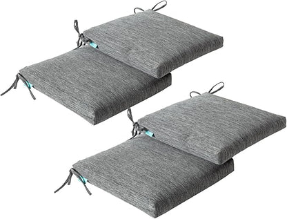 QILLOWAY Outdoor Indoor Chair Pads,Seat Cushions, Square Foam Dining Chair Patio Cushion Set of 4, All Weather, 17" Lx17 Wx3 D (Charcoal Grey/Black)
