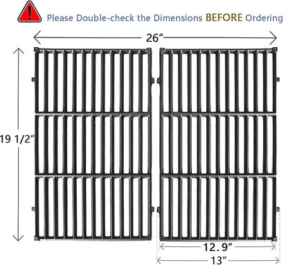 Hongso 19.5 Inch Grill Grates, 24.5 Inch Flavorizer Bars, 34-1/4" Burner Tube Set Kit, Replacement Parts for Weber Genesis 300 Series E310 E320 EP310 S310 S320 Gas Grill (with Side Control Panel Only)