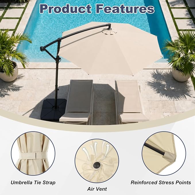 BPS Patio Umbrella Replacement Canopy for 10 ft 8 Ribs Table Umbrella, Outdoor Umbrella Replacement for Market Parasol, Canopy Only