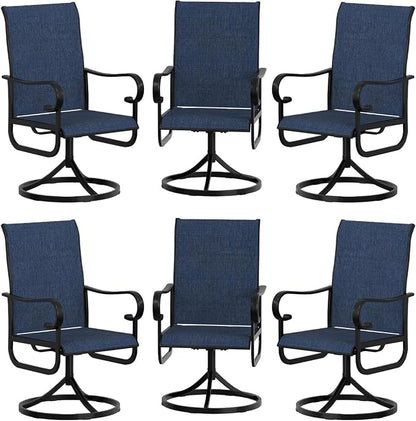 Patio Swivel Chair Set of 6, 360° Swivel & 15° Rocking High Back Outdoor Dining Chairs, All-Weather Metal Frame Patio Chairs for Backyard, Deck, Garden, Poolside Indoor Outdoor Use, Table Not Include