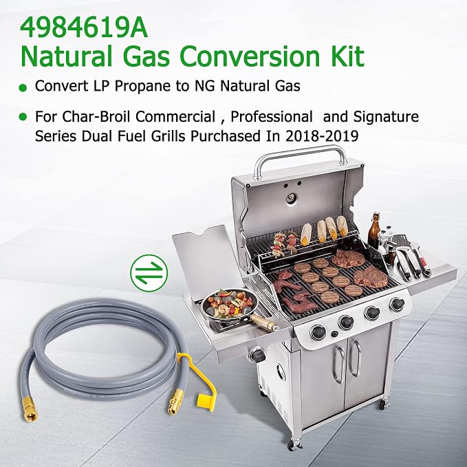 Upgraded 4984619A Natural Gas Conversion Kit, Compatible with Char-Broil Commercial, Professional and Signature Series Dual Fuel Grills(2008 to 2019), Converts Propane to Natural Gas