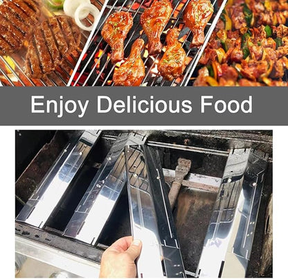 Universal Replacement Heavy Duty Adjustable Heat Plate Shield, Stainless Steel Heat Tent, Burner Cover, Flavorizer Bar, Flamer Tamer for Gas Grill Models, Extends from 11.75" up to 21" L, 3 Pack