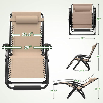 ZENPETIO 29In XL Zero Gravity Chair, 440LBS with Cushion | Anti Gravity Recliner Lounge Chair with Aluminum Alloy Lock & Footrest, 90-170° Adjustable, for Lawn Patio Indoor Outdoor