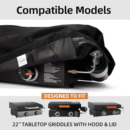 NOELIFE Griddle Cover for Blackstone 22 inch Tabletop Griddle with Hood, Propane Fuel Cylinder Can Be Covered Completely, Waterproof Grill Cover Outdoor BBQ Grilling Accessories (Cover Only)
