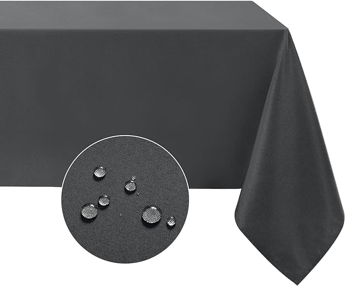 Softalker Rectangle Tablecloth, Waterproof Table Cloths Wrinkle Free Fabric Washable Polyester Table Cover for Dining Tables Party Outdoor Camping Parties Buffet - 70 x 120 inch, Grey
