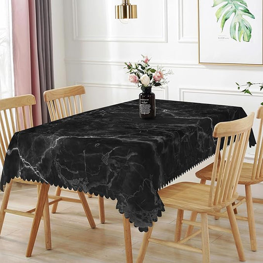 60x120inches Marble Tablecloth Black Marble Texture Modern Art Rectangle Table Cloth Cover Waterproof and Stain Resistant Fabric Table Cloth for Kitchen Dining Room Indoor Outdoor Home Decor