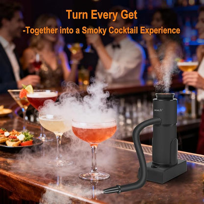 BORUIT Smoking Gun Cocktail & Food Smoker Kit, 2-Speed Portable Cold Smoke Infuser for Cocktails, Whiskey, Meat, BBQ, Cheese – Includes Wood Chips & Accessories, Ideal Gift for Foodies – Black