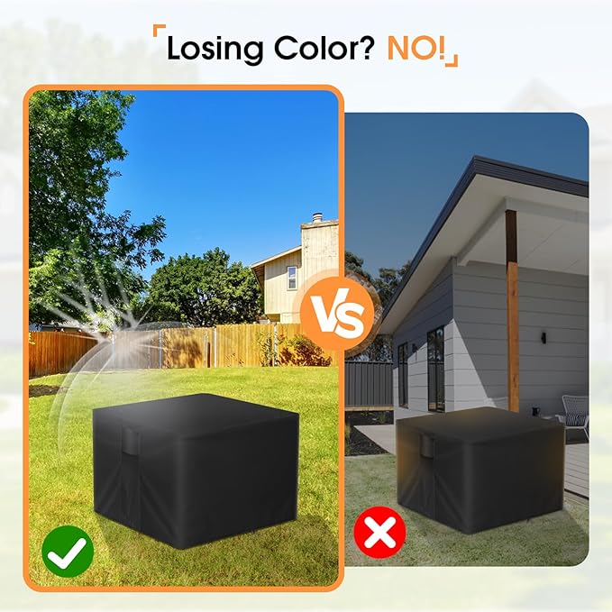 POMER Fire Pit Cover, Square 32x32x17 inch Outdoor Fireplace Cover for 28/30/32 in Gas Fire Table Waterproof Firepit Covers