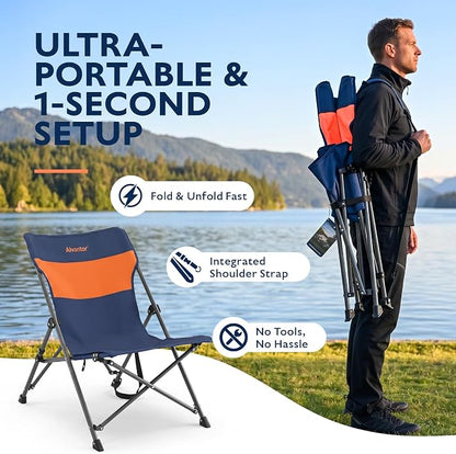 Alvantor® Camping Chair 2 Pack, High Back Folding Beach Chair Breathable for Outdoor, Ergonomic Backrest, Easy Use Portable Lawn Chair Seat for Travel, Sports Events, 20"x28"x28"