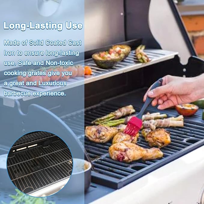 Grill Replacement Parts for nexgrill 720-0830h replacement parts, 17'' Cast Iron Grill Grates and Heat Plates for Nexgrill 720-0830H, 720-0697E, Members Mark 720-0830F, Uberhaus 780-0003.