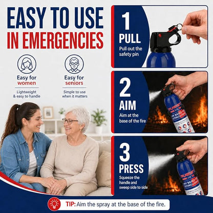 ABC Fire Extinguisher for Home & Vehicle - Portable Dry Chemical Fire Extinguisher | Grease & Electrical Fire Extinguisher for Kitchen, Car, Easy for All Ages to Use (4-Pack, 1.32lb Each)