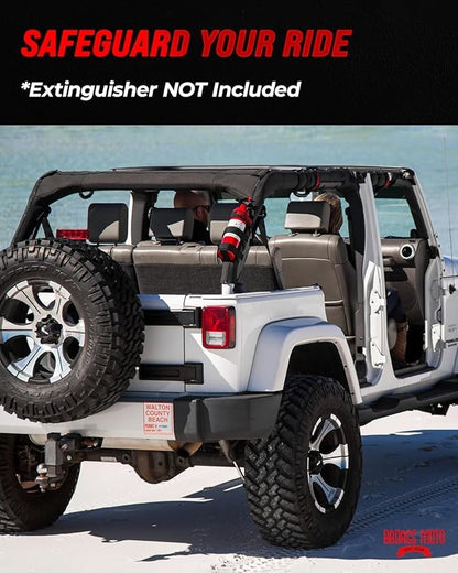 Badass Moto for Jeep Fire Extinguisher Mount. Offroad Roll Bar Extinguisher Holder. Off Road Vehicle Accessories Wrangler Camping Kit Gear. Fits 1965-2025 Jeep JL JK JKU TJ CJ JL Bronco and Gladiator