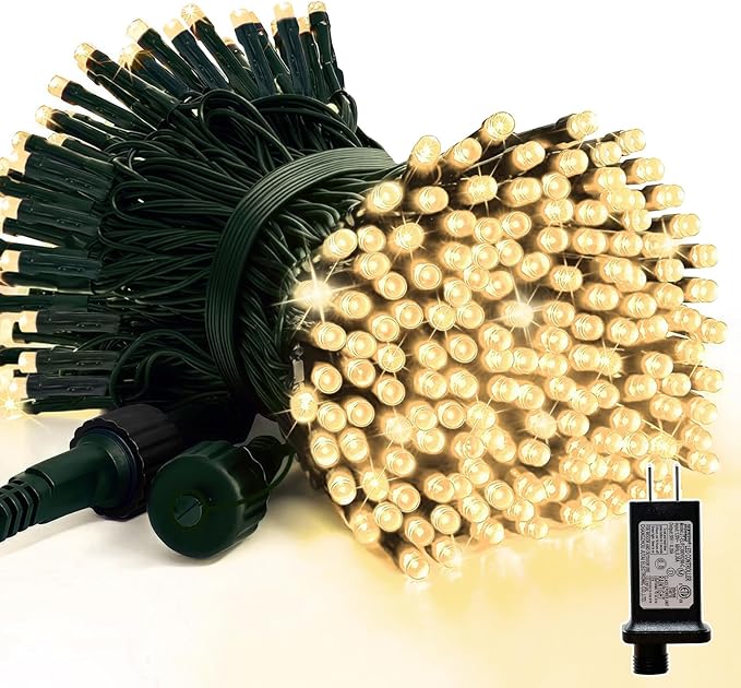 66ft Christmas Decorative Mini Lights,200 LED Green Wire Fairy Starry String Lights Plug in, 16Lighting Modes, for Indoor Outdoor Xmas Tree Wedding Party Decoration (Warm White)