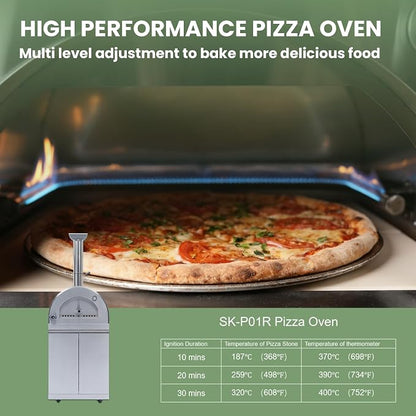 112-Inch Stainless Steel Outdoor Kitchen Island, Propane BBQ Grill with Standalone Side Burner Pizza Oven, Rotisserie, Refrigerator, Granite Countertop, Storage Cabinets & Drawers 108000 BTU