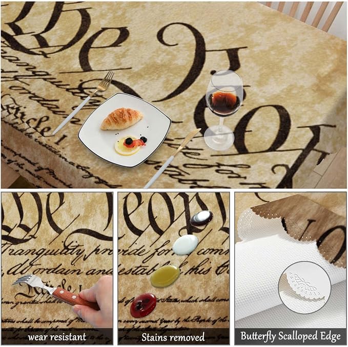 Swono Constitution Rectangular Tablecloth Retro United States Constitution We The People Washable Table Cloth Kitchen Dining Room Table Cover for Party Dinner 50x72 Inch Tablecloths