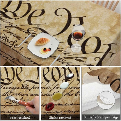 Swono Constitution Rectangular Tablecloth Retro United States Constitution We The People Washable Table Cloth Kitchen Dining Room Table Cover for Party Dinner 50x72 Inch Tablecloths