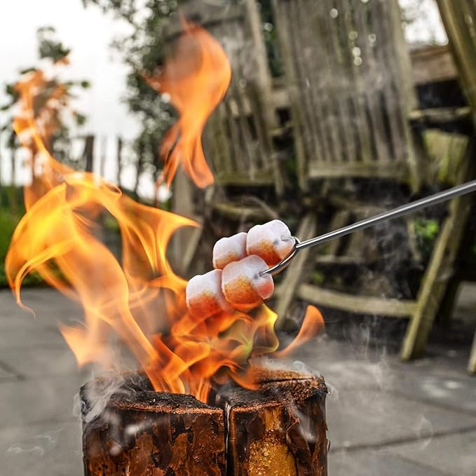 Mluchee 8Pack Marshmallow Roasting Sticks Smores Skewers for Fire Pit 32inch Telescoping Sausage BBQ Hot Dog Forks Portable Carrying Bag for Grill Campfire Thanksgiving Christmas Gifts